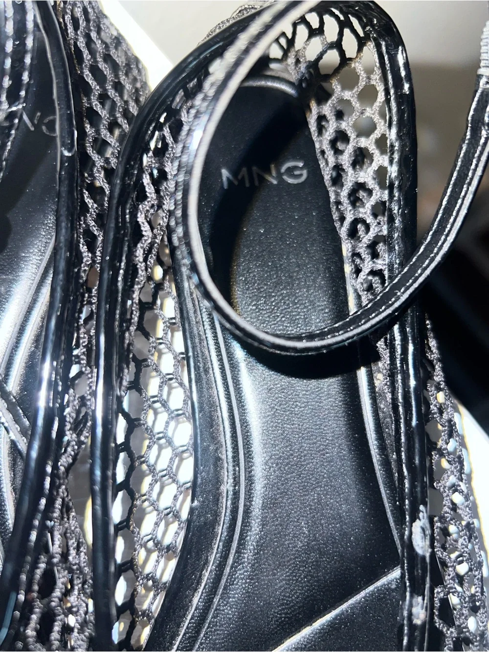 Mango Black Mesh Ballet Flats w/removable ankle Strap - Picture 7 of 7